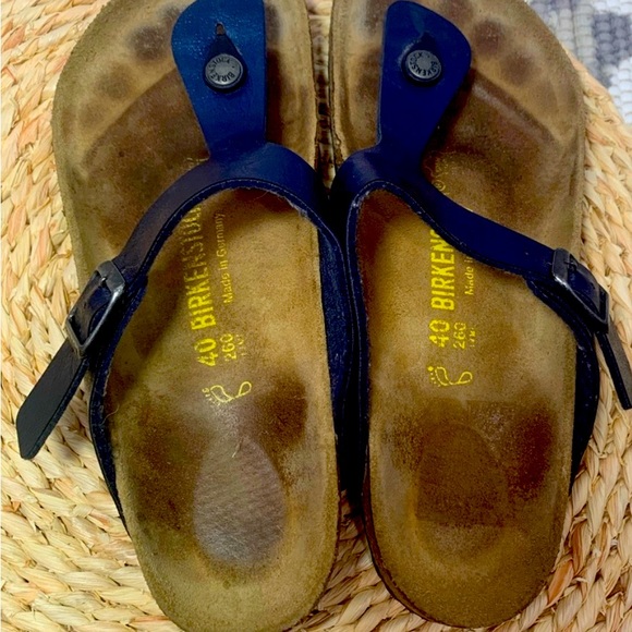 Birkenstock Metallic Navy Blue Giezh Thong Sandals - Picture 5 of 6